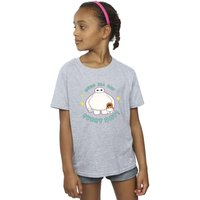 Disney Girl's Big Hero 6 Baymax Hugs Everyday Cotton T-Shirt in Grey | Size: 7-8 Years