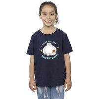 Disney Girl's Big Hero 6 Baymax Hugs Everyday Cotton T-Shirt in Navy | Size: 9 Years