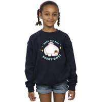 Disney Girl's Big Hero 6 Baymax Hugs Everyday Sweatshirt in Navy | Size: 9 Years