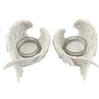 Something Different Angel Wings Tea Light Holder Pack of 2 in White