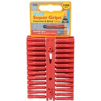 PLASPLUGS Supergrip Fixings (Pack of 100) in Red