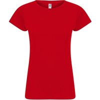 Casual Classic Women's Plain Black T-Shirt in Red | Size: XL