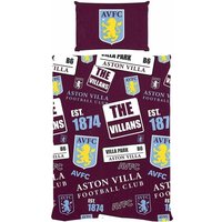 Aston Villa FC Patchwork Duvet Cover Set in Burgundy | Size: Single