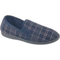 Sleepers Men's Dale Checked Velour Slippers in Navy | Size: 7