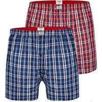 D555 Men's Plaid Woven Kingsize Boxer Shorts Pack of 2 in Navy | Size: 7XL