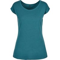 Build Your Brand Women's Wide Neck T-Shirt in Teal | Size: Medium