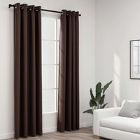 Berkfield Home Linen-Look Blackout Curtains with Grommets 2pcs Taupe 140x225cm | Size: 140x225 cm