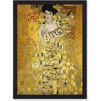 Artery8 Gustav Klimt Portrait Of Adele Bloch Bauer I Gold A4 Artwork Framed Wall Art Print in Black