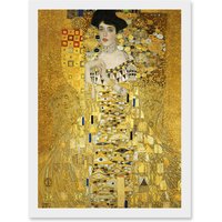 Artery8 Gustav Klimt Portrait Of Adele Bloch Bauer I Gold A4 Artwork Framed Wall Art Print in White