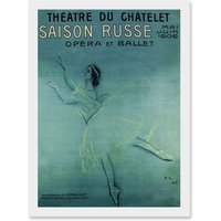 Artery8 Pavlova Ballet Russian Paris France Vintage Blue Advert A4 Artwork Framed Wall Art Print in White