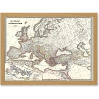 Artery8 1865 Spruner Map The Roman Empire Under Constantine A4 Artwork Framed Wall Art Print in Light Oak