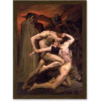 Artery8 William Adolphe Bouguereau Dante Virgil Hell A4 Artwork Framed Wall Art Print in Brown
