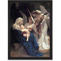Artery8 William Adolphe Bouguereau Song Of Angels A4 Artwork Framed Wall Art Print in Black