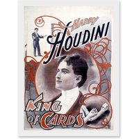 Artery8 Harry Houdini The Magician King Of Cards Escapologist A4 Artwork Framed Wall Art Print in White