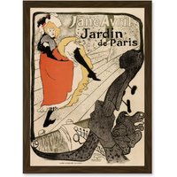 Artery8 Jane Avril Henri Toulouse Lautrec France Cabaret Paris A4 Artwork Framed Wall Art Print in Brown