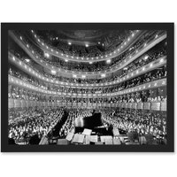 Artery8 Metropolitan Opera House New York Auditorium A4 Artwork Framed Wall Art Print in Black