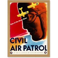 Artery8 Political Military Civil Air Patrol Pilot USA Eyes Of The Home Skies A4 Artwork Framed Wall Art Print in Light Oak