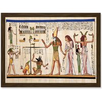 Artery8 Painting Ancient Egyptian Heiroglyphics Horus Thoth Anubis Mural A4 Artwork Framed Wall Art Print in Brown