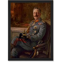 Artery8 Kaiser Wilhelm II German Emperor A4 Artwork Framed Wall Art Print in Black