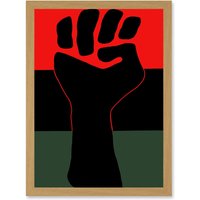 Artery8 Political Civil Rights Black Power Fist African American USA A4 Artwork Framed Wall Art Print in Light Oak