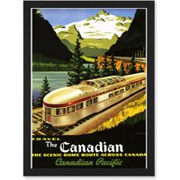 Artery8 Rail Scenic Dome Route Canada Pacific Railways Travel Train A4 Artwork Framed Wall Art Print in Black