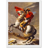 Artery8 Napoleon Bonaparte Emperor France Alps Horse A4 Artwork Framed Wall Art Print in White