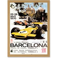 Artery8 Sport Advert Motor Race Barcelona Spain Formula Gran Premio A4 Artwork Framed Wall Art Print in Light Oak