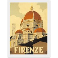 Artery8 Florence Italy Basilica Santa Maria Fiore A4 Artwork Framed Wall Art Print in White