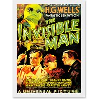 Artery8 The Invisible Man Hg Wells Classic Horror Sci Fi USA A4 Artwork Framed Wall Art Print in White