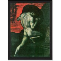 Artery8 Painting Von Stuck Sisyphus Old Master A4 Artwork Framed Wall Art Print in Black