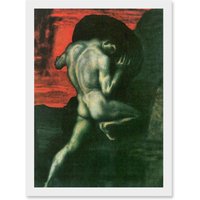 Artery8 Painting Von Stuck Sisyphus Old Master A4 Artwork Framed Wall Art Print in White