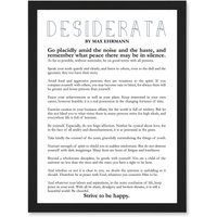 Artery8 Max Ehrmann Desiderata Poetry A4 Artwork Framed Wall Art Print in Black