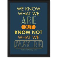 Artery8 Shakespeare Hamlet Act Four Typography Phrase Prose A4 Artwork Framed Wall Art Print in Black