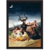 Artery8 Goya Witches Sabbath Painting Fantasy Landscape A4 Artwork Framed Wall Art Print in Black
