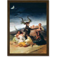 Artery8 Goya Witches Sabbath Painting Fantasy Landscape A4 Artwork Framed Wall Art Print in Brown