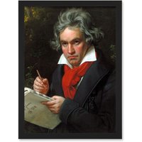 Artery8 Ludwig Van Beethoven Stieler Composer A4 Artwork Framed Wall Art Print in Black