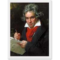 Artery8 Ludwig Van Beethoven Stieler Composer A4 Artwork Framed Wall Art Print in White