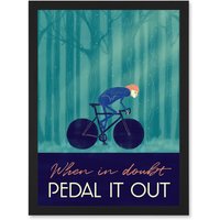 Artery8 Pedal It Out Cycling Bike Bicycle Quote A4 Artwork Framed Wall Art Print in Black