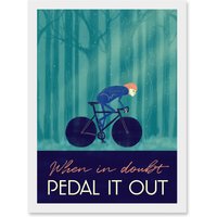 Artery8 Pedal It Out Cycling Bike Bicycle Quote A4 Artwork Framed Wall Art Print in White