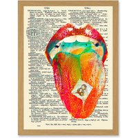 Artery8 Acid LSD Hallucinogenic Tripper Dictionary Page A4 Artwork Framed Wall Art Print in Light Oak