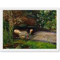 Artery8 John Everett Millais Ophelia Close Up A4 Artwork Framed Wall Art Print in White