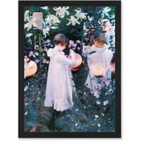 Artery8 John Singer Sargent Carnation Lily Rose Painting A4 Artwork Framed Wall Art Print in Black