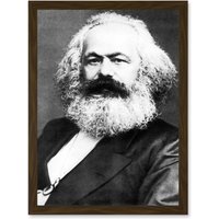 Artery8 Karl Marx Vintage B&W Photo A4 Artwork Framed Wall Art Print in Brown