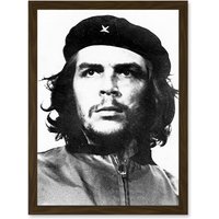 Artery8 Revolutionary Che Guevara Photo Iconic Korda Portrait A4 Artwork Framed Wall Art Print in Brown