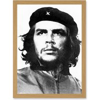 Artery8 Revolutionary Che Guevara Photo Iconic Korda Portrait A4 Artwork Framed Wall Art Print in Light Oak