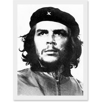 Artery8 Revolutionary Che Guevara Photo Iconic Korda Portrait A4 Artwork Framed Wall Art Print in White