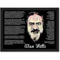 Artery8 Alan Watts Everybody Is Fundamentally Ultimate Face Quote A4 Artwork Framed Wall Art Print in Black