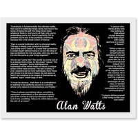 Artery8 Alan Watts Everybody Is Fundamentally Ultimate Face Quote A4 Artwork Framed Wall Art Print in White
