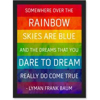 Artery8 Somewhere Over Rainbow Frank Baum Quote Typography A4 Artwork Framed Wall Art Print in Black