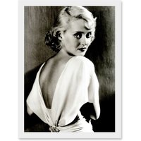 Artery8 Iconic Bette Davis Hollywood Actress A4 Artwork Framed Wall Art Print in White